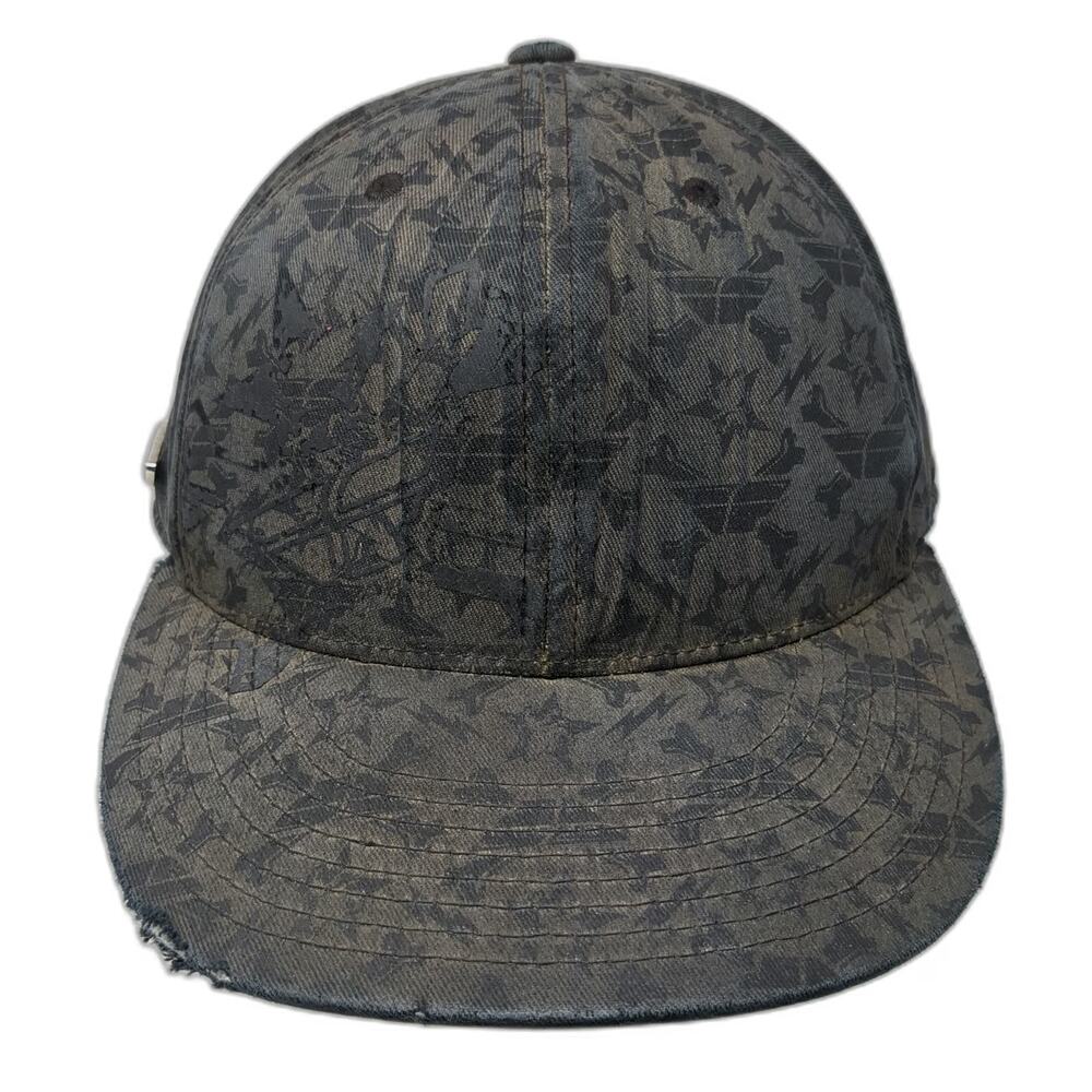 Fly Racing Baseball Cap Gray Black 7 5/8 Distressed Brim Paint Splatter Hat